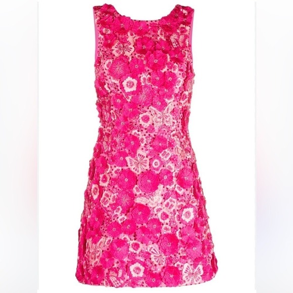 Alice + Olivia Lindsey Floral Embellished Mini Gown in Candy Multi Size 12 - Picture 5 of 10